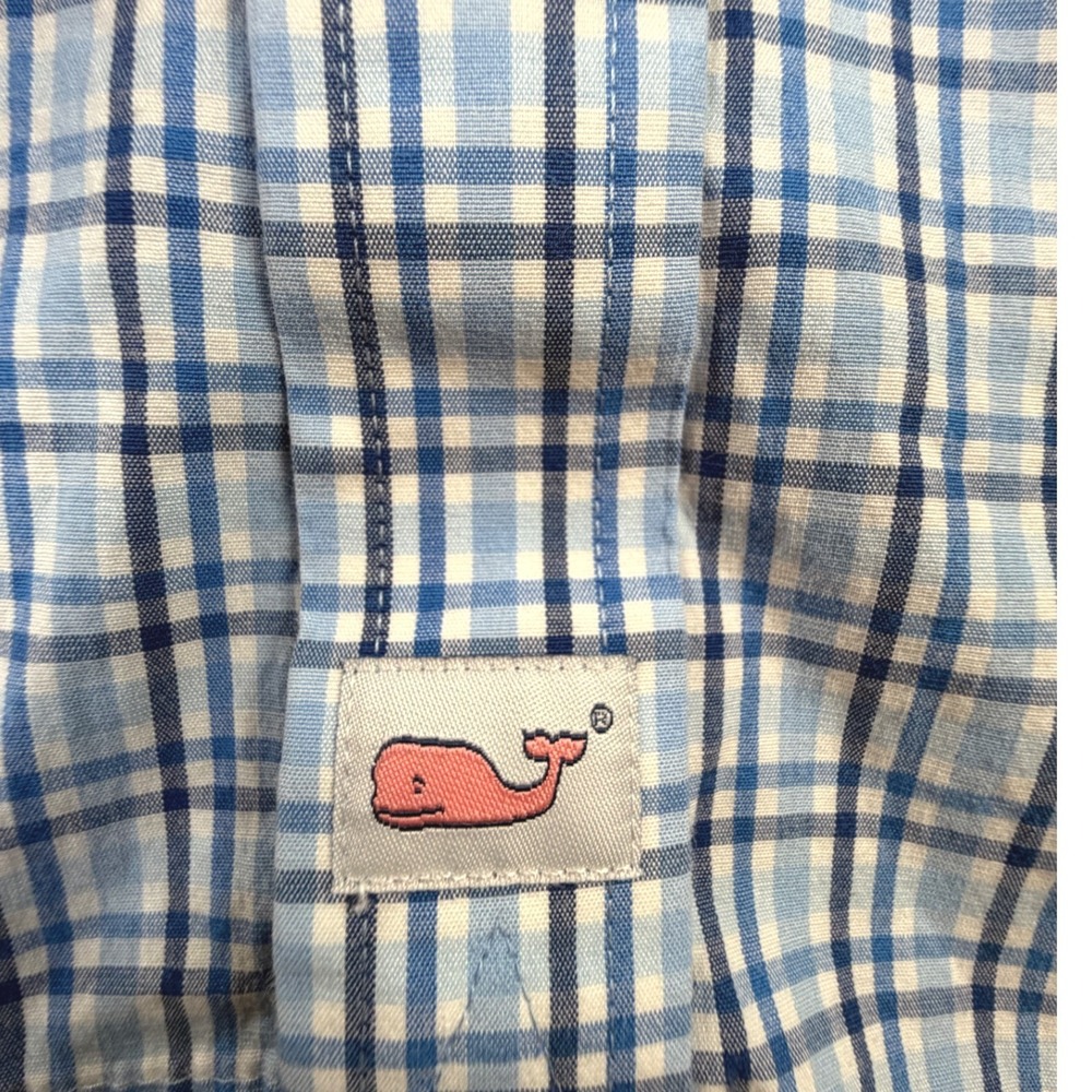 Vineyard Vines Mens XL Classic Fit Cooper Shirt Blue White Plaid Button Down - Picture 4 of 5